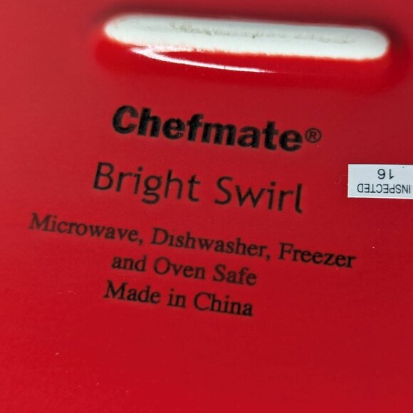 NWT Chefmate Fun Bright Red Swirl Large Oval Baker 1 1/2 Quart Stoneware - Picture 12 of 16